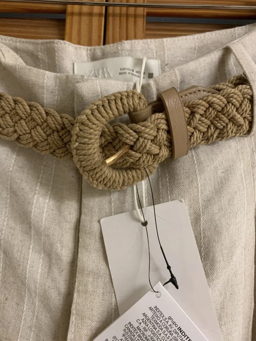 ZARA WOMENS STRIPED WIDE LEG PANTS WITH BELT STRIPED/4387/057 Sz M